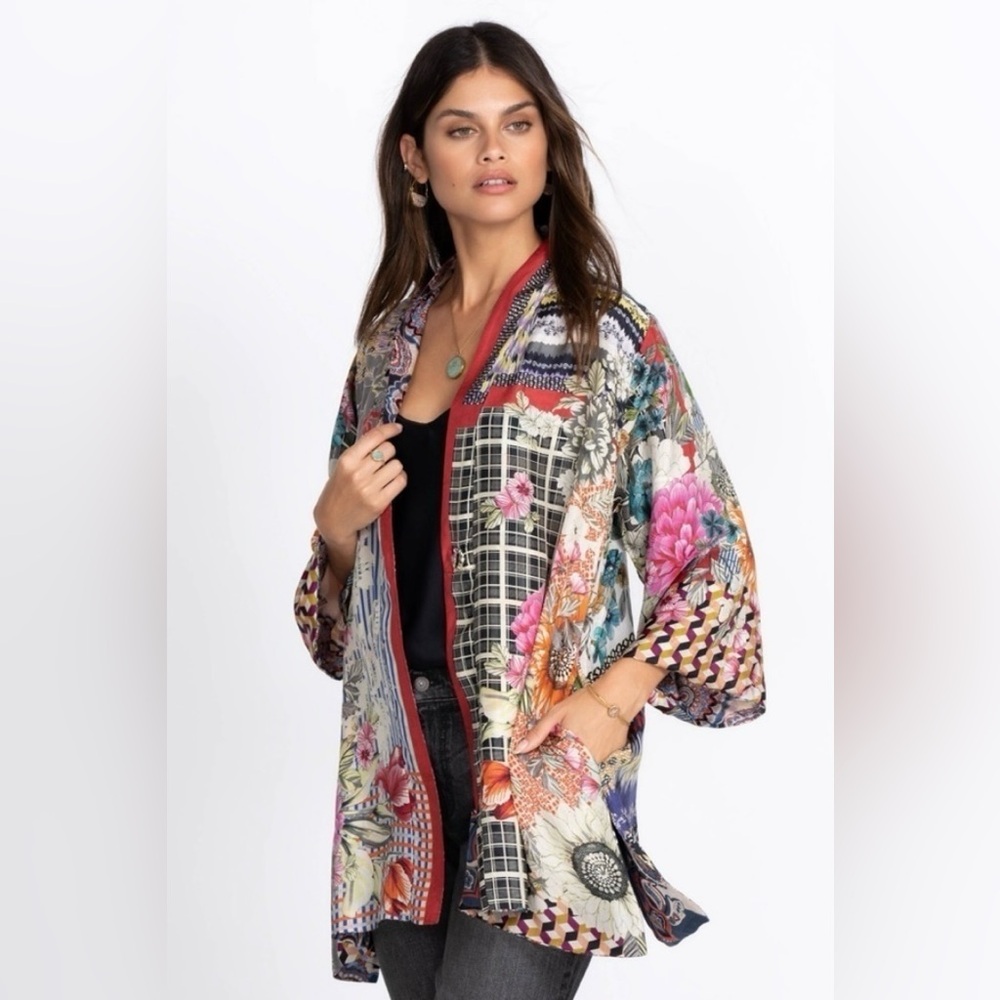 Johnny Was Reversible Betzy Emilia Silk Kimono Jacket with Pockets